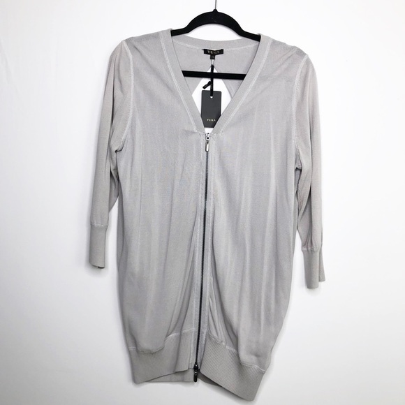 YUKA grey zip front open back sweater - Picture 10 of 12